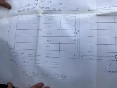 250,000 Gallon Food Grade Stainless Steel Storage Tank (1994)