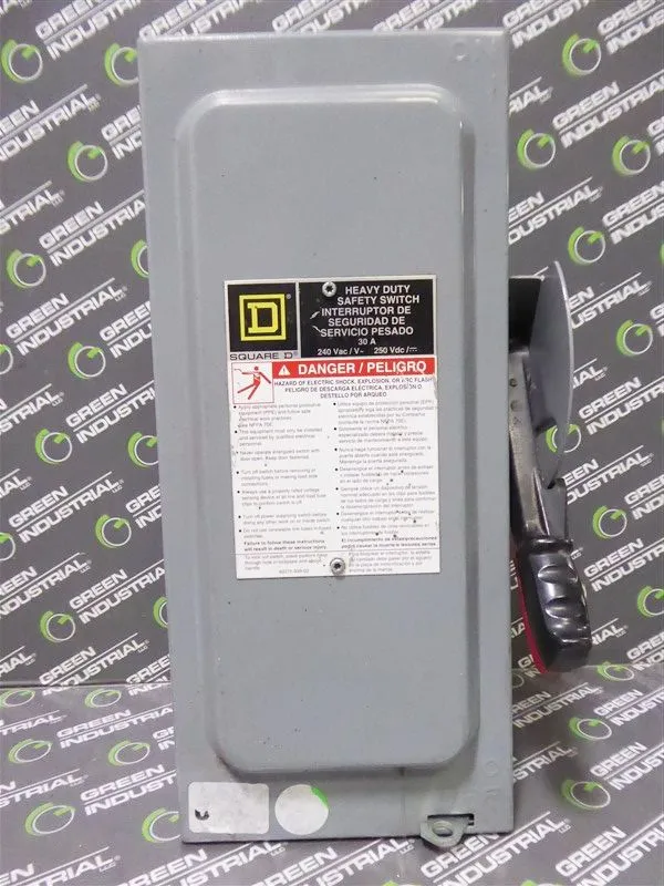 Square D H221N Heavy Duty Fusible Safety Switch 30 Amps 240VAC Series F05 Used