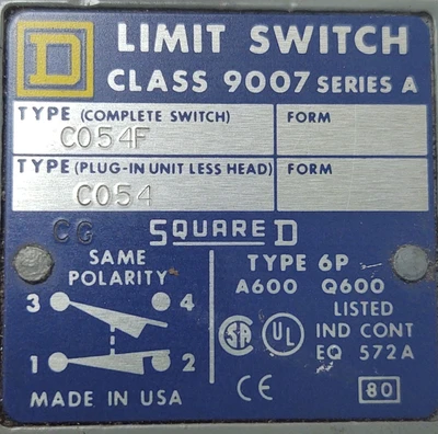 🔥NICE SQUARE D C054F Industrial Plunger Limit Switch, NO/NC View Pictures