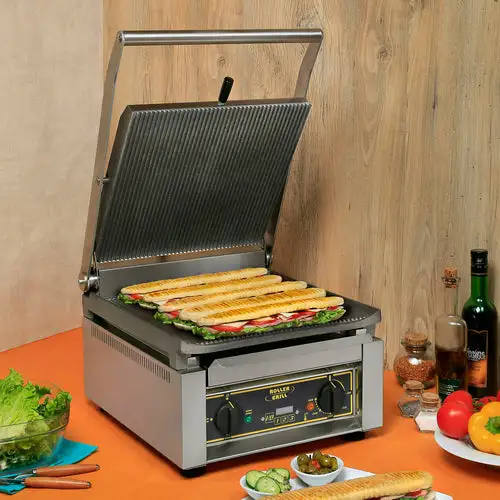 Equipex PANINI XL Single Commercial Panini Press w/ Cast Iron Grooved Plates, 208-240v/1ph