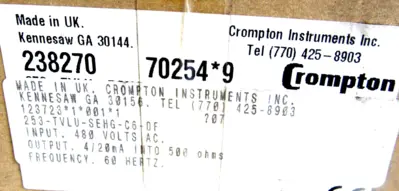 NEW CROMPTON INSTRUMENTS 253-TVLU TRANSDUCER 253-TVLU-SEHG-C6-DF