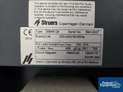 USED Struers Struers Automatic Sample Grinder and Polisher, Type 05946129