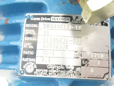 Cone Drive MH030A733-Y2 Worm Gearbox 36:1 Reducer 48 RPM 2Hp RH Output