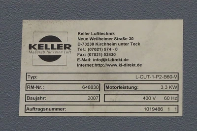 Used 2007 KELLER L-CUT-1-P2 Dust Collectors New Jersey US | Machinery Values #886910