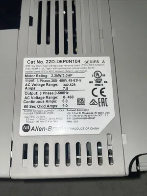 22D-D6P0N104 Allen Bradley PowerFlex 40P Drive 3HP Series A VFD Variable Drive