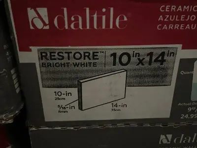 Daltile Restore Bright White 10x14 Ceramic Tile - 7 Boxes