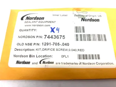 USED NORDSON ORIFICE SCREW KIT, 0.040, RED