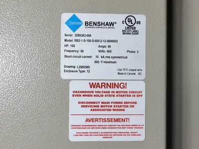Used BENSHAW RB2-1-S-100-S-600-2-12-0000002 Switchgears British Columbia CA | Lenmark #1427040