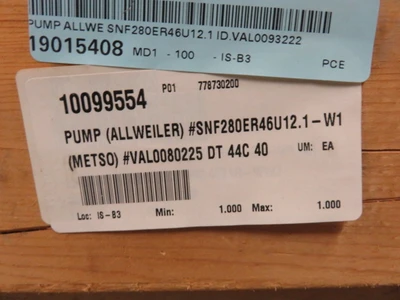 Allweiler Screw Pump SN Series type SNF280ER46U12.1-w1PN16/16 , Unused Condition