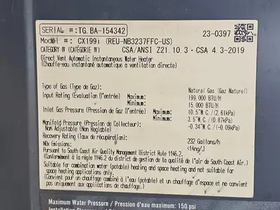 Used RINNAI CX199I HVAC Parts and Equipment British Columbia CA | Lenmark #1426219