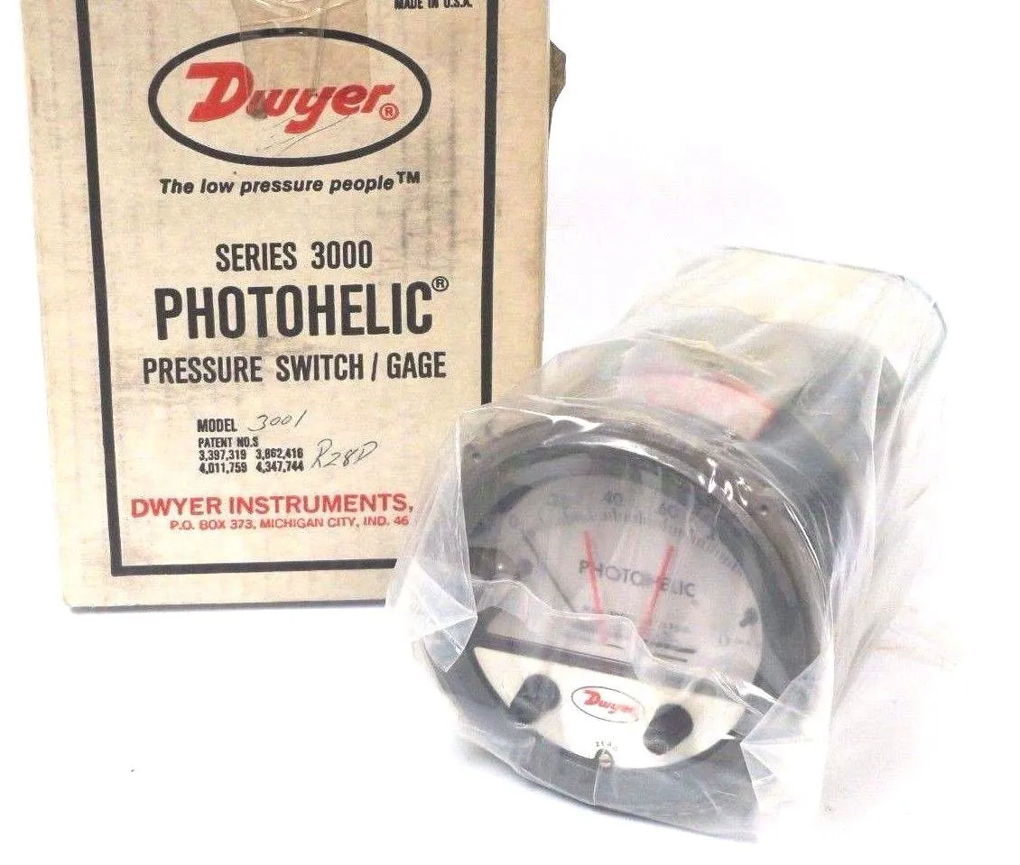NEW DWYER PHOTOHELIC 3001-R28D PRESSURE SWITCH 3001R28D