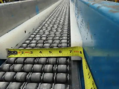 New London Engineering 8"x 20' Plastic Roller Belt Accumulating Conveyor 460V