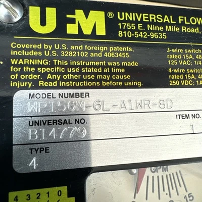 NEW UFM WP15GM-6L-A1WR-8D