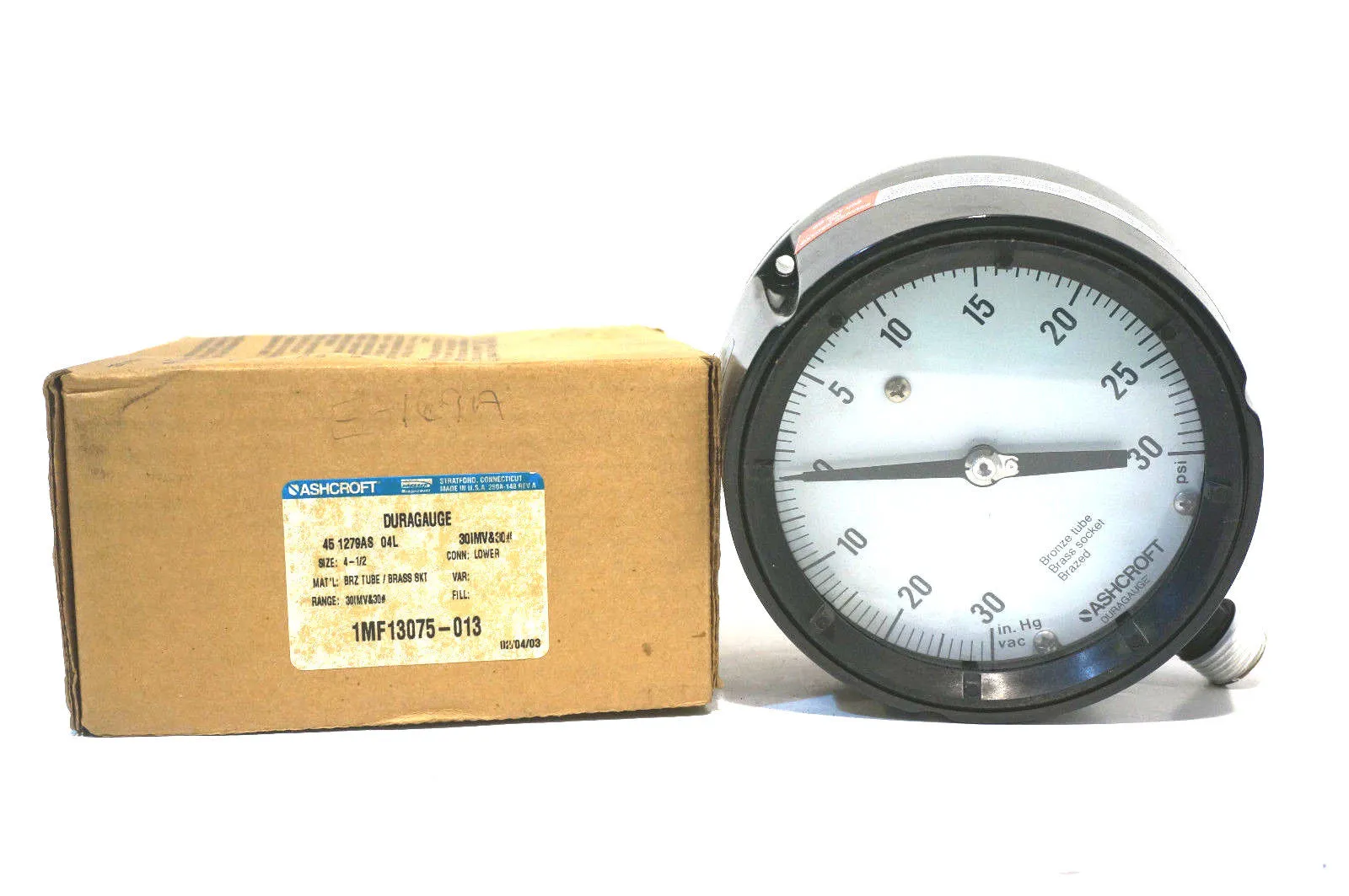 NEW ASHCROFT 45-1279AS-04L-30IMV&30 PRESSURE GAUGE 451279AS04L30