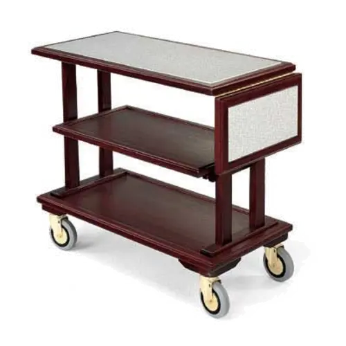 Forbes Industries Room Service Cart w/ (3) Shelves & Drop Leaf - 37 1/2"L x 18"W x 32 1/2"H, Wood w/ Avonite Top (5539)