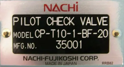 NEW NACHI CP-T10-1-BF-20 PILOT CHECK VALVE CPT101BF20