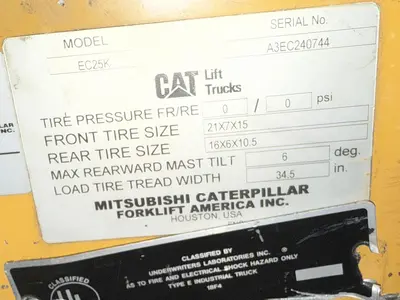 CATERPILLAR EC25K, 5,000 LB. 48 VOLT ELECTRIC FORKLIFTS W/CASCADE SHEET-SAV PUSH/PULL EXTENSION FORK ACCESSORY