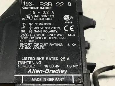 USED ALLEN BRADLEY 193-BSB22 SER B
