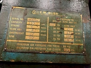 Used BLISS C-110 O.B.I. Presses New Jersey US | National Machinery Exchange #1498275