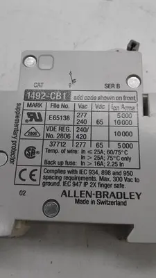 Used ALLEN-BRADLEY ALLEN-BRADLEY G150 SUPPLEMENTARY PROTECTOR 1492-CB1 Circuit Breakers | ND Industrial Surplus #1211969
