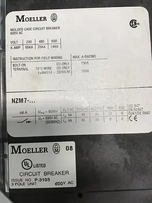 USED MOELLER NZM7-80N-NA