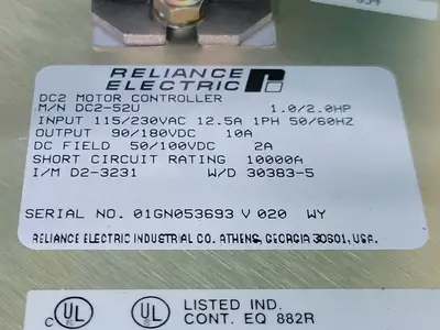 NEW RELIANCE ELECTRIC DC2-52U