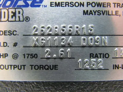 Emerson Morse Raider 262Q56R15 Worm Gear Box Speed Reducer 15:1 Ratio 2.61 HP RH