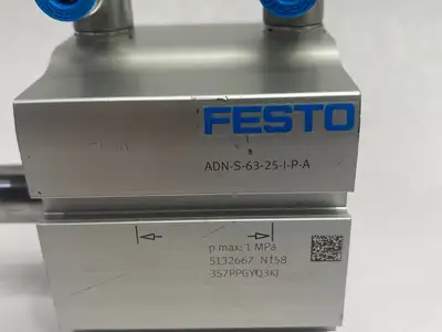 Used FESTO COMPACT CYLINDER 63MM BORE 25MM STROKE 5132667 Pneumatic Cylinders | Maverick Industrial Sales #1105591