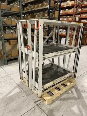 USED PROPER STORAGE SYSTEMS MANUAL ROLL OUT STORAGE DIE SHELVING