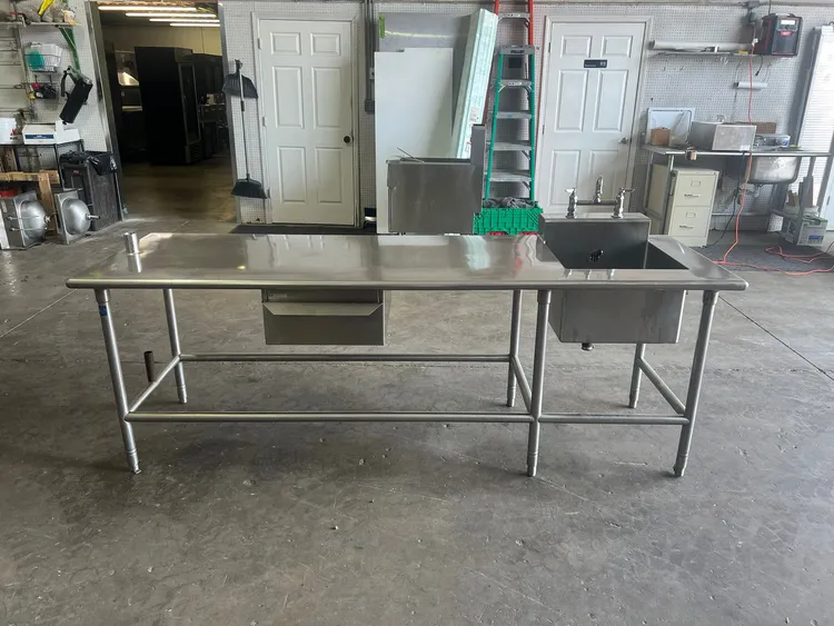 Used Falcon Restaurant Supply Used 96" Stainless Steel Single compartment Sink with Drawer and Faucet Sinks Illinois US | Falcon Restaurant Supply #1375645