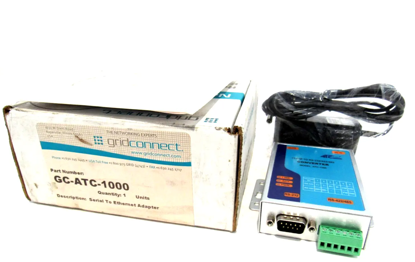 NEW GRID CONNECT GC-ATC-1000 SERIAL TO ETHERNET ADAPTER GCATC1000