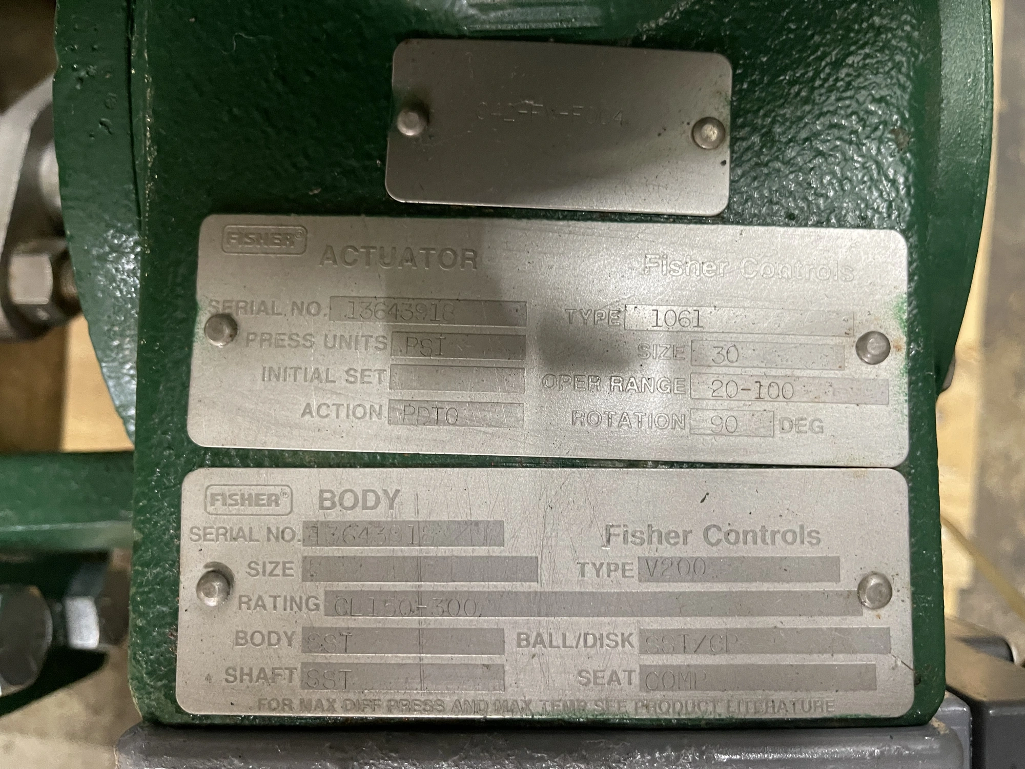 Fisher 8" V200 Stainless Steel V-Ball Control Valve