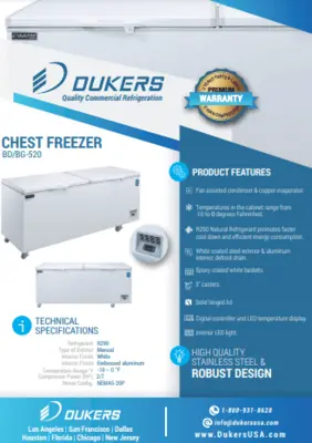 New | in-Stock Dukers New Dukers BD/BG-520 Commercial Chest Freezer Freezers Illinois US | Falcon Restaurant Supply #1376053