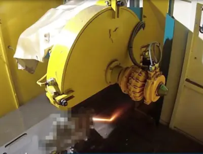 Complete Foundry Finishing System – Vulcan Barrel Sander Cell with Robotic Handling, Air System, and Ancillary Equipment