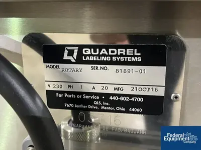 USED Quadrel Quadrel Wrap Around Labeler, Model Rotary