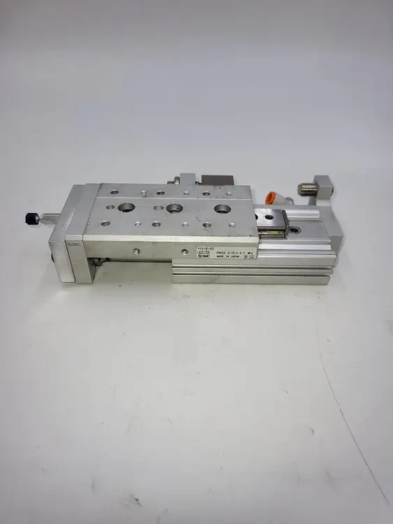 Used SMC SMC AIR SLIDE TABLE: 50 MM STROKE LG, 16 MM BORE DIA, MXS16-50 Linear Guides | ND Industrial Surplus #1215845