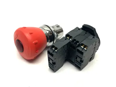 USED ALLEN-BRADLEY ILLUMINATED 22MM EMERGENCY TWIST-TO-RELEASE PUSHBUTTON ASSEMBLY