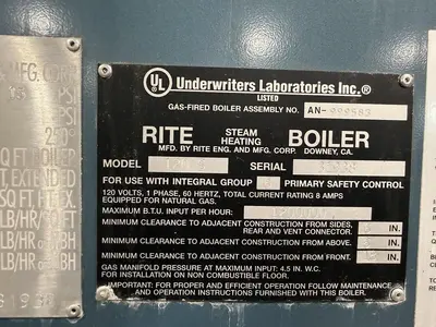 Used 2015 RITE ENGINEERING & MFG. CORP., DOWNEY, CA 120S Boilers Minnesota US | Source Machinery Sales #1411241
