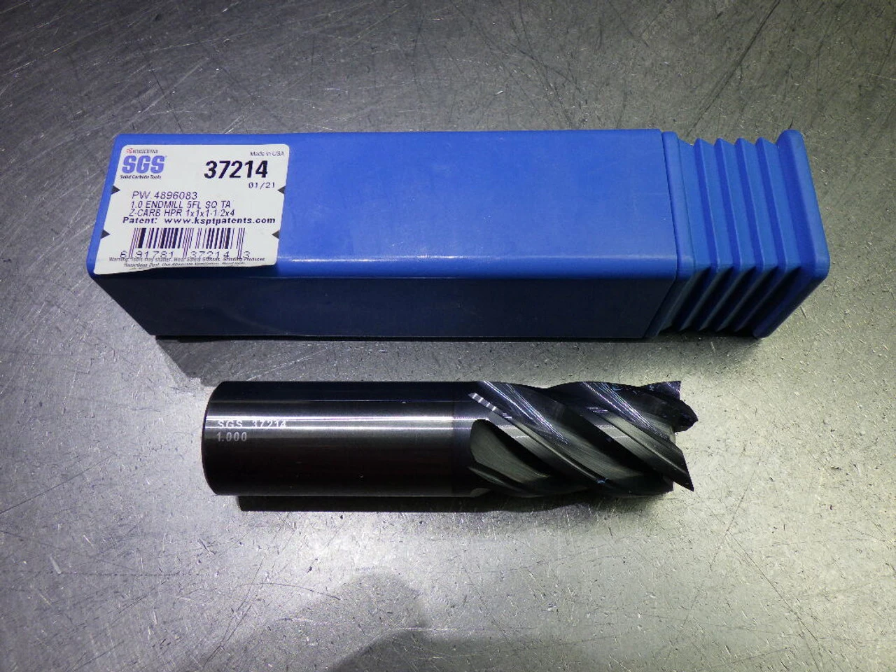 Kyocera/SGS 1" 5 Flute Carbide SQ Endmill 1" Shank TA Coated 37214 (LOC2756A)