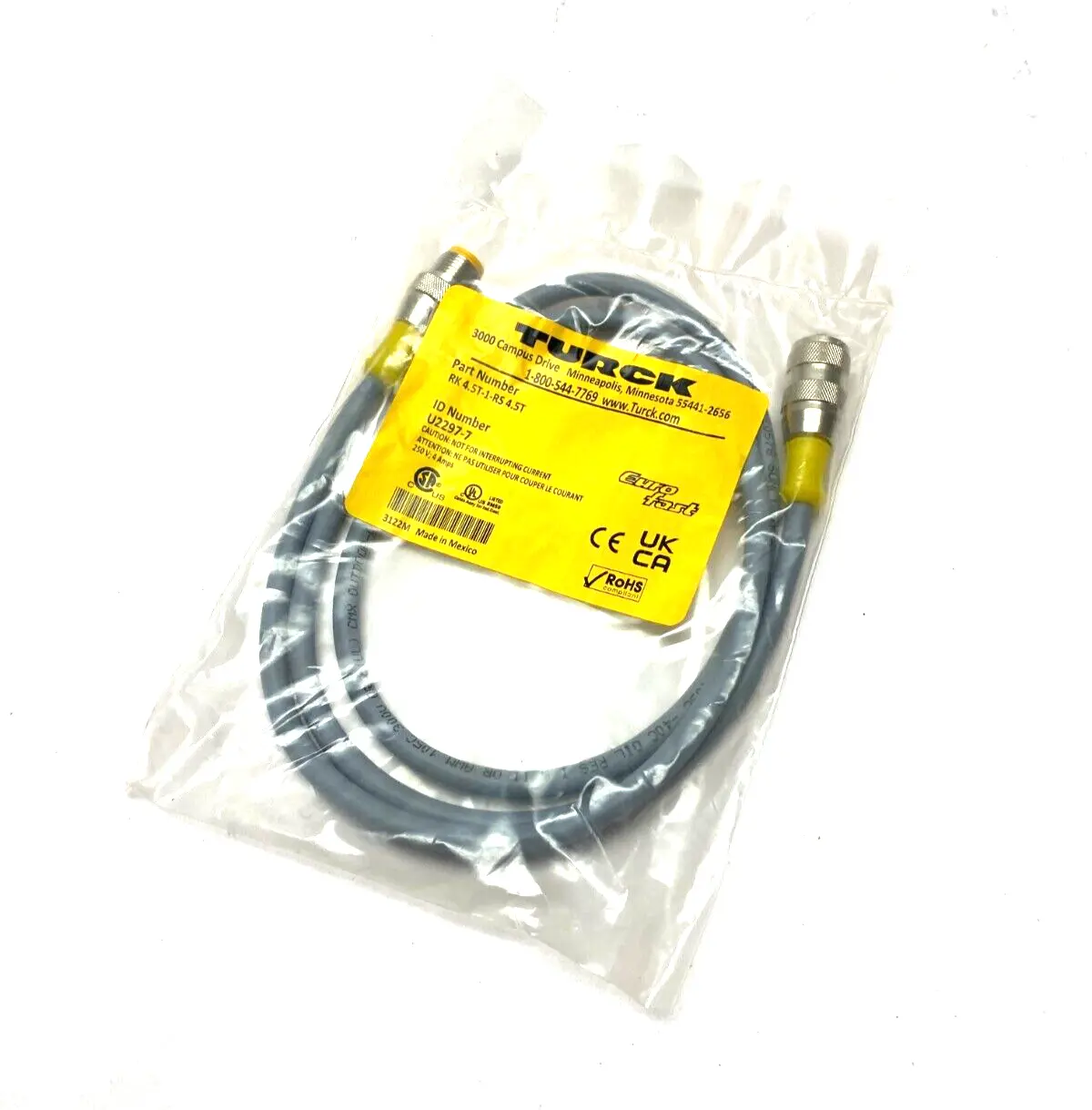 New | in-Stock Turck Eurofast Double Ended Cordset Misc Electrical & Power Parts Michigan US | Maverick Industrial Sales #1460882