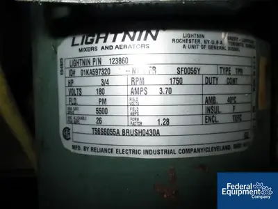USED Lightnin .75 HP LIGHTNIN AGITATOR, MODEL XJ75VM