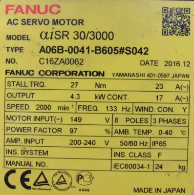 NEW FANUC A06B-0041-B605#S042 SERVO MOTOR A06B0041B605S042 A860-2010-T341