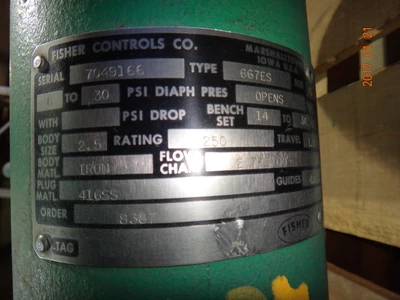 Fisher 2 1/2", Class 250, Iron Control Valve