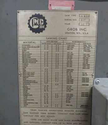 GROB 4V18 Vertical Band Saws | Mohawk Machinery (3)