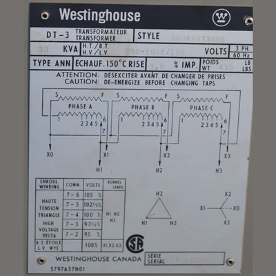Westinghouse 30 KVA Transformer