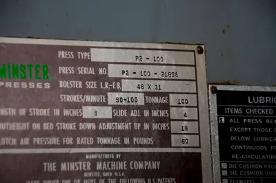 USED 1974 MINSTER P2-100-48