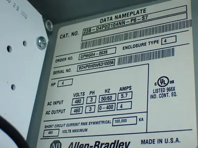 USED ALLENBRADLEY 23BD4P0D104NNP6S7