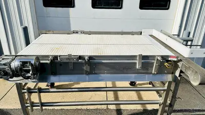 USED BURFORD SO72846 S.S. ACCUMULATION TABLE W/ 2-MOTORS