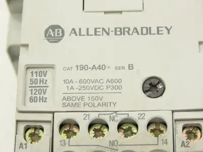 Allen Bradley 190-CPS40 Motor Starter Contactor Overload Block 3Ph 600V 16A 120V