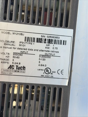 Used AC Tech M1210BJ Variable Speed Drives Indiana US | J&J Industrial Supply #1293902